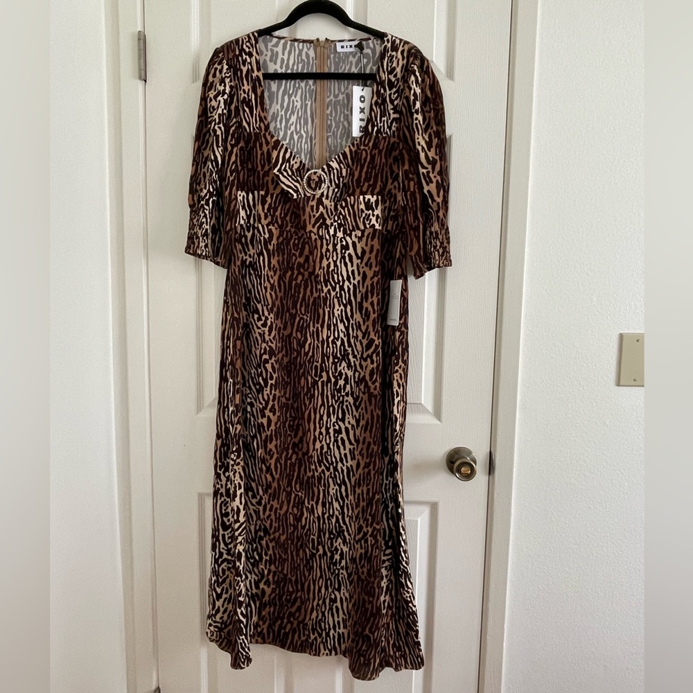 RIXO KAREN LEOPARD DRESS